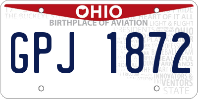 OH license plate GPJ1872