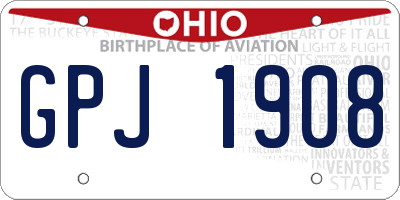 OH license plate GPJ1908