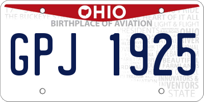OH license plate GPJ1925