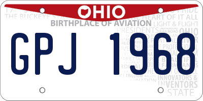 OH license plate GPJ1968