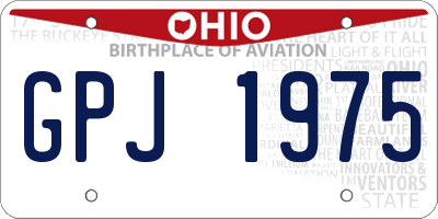 OH license plate GPJ1975