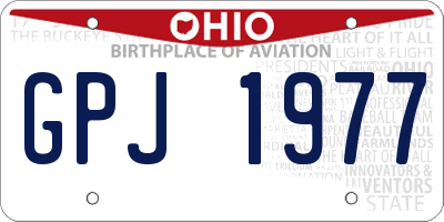 OH license plate GPJ1977