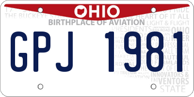 OH license plate GPJ1981