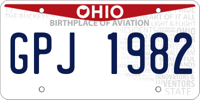 OH license plate GPJ1982
