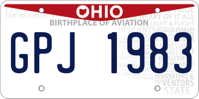OH license plate GPJ1983