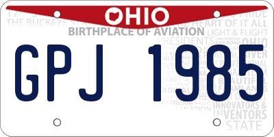 OH license plate GPJ1985