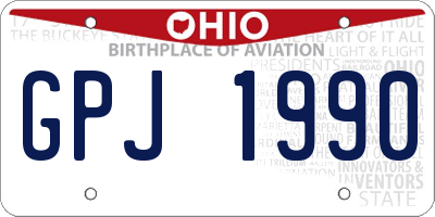 OH license plate GPJ1990
