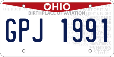 OH license plate GPJ1991