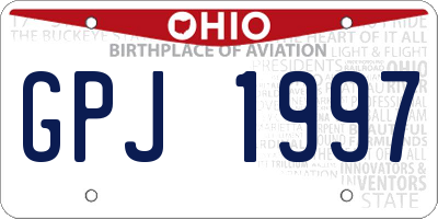 OH license plate GPJ1997
