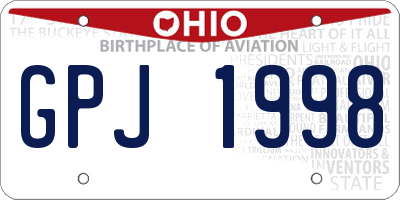 OH license plate GPJ1998