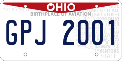 OH license plate GPJ2001