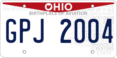 OH license plate GPJ2004
