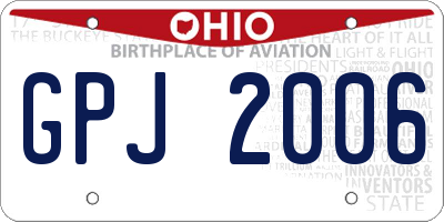 OH license plate GPJ2006