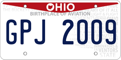 OH license plate GPJ2009