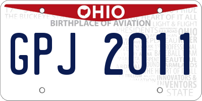 OH license plate GPJ2011