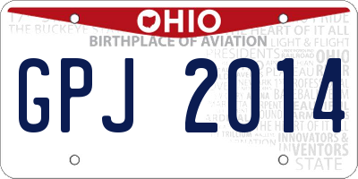 OH license plate GPJ2014