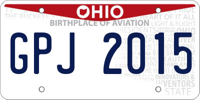 OH license plate GPJ2015