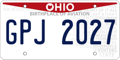 OH license plate GPJ2027