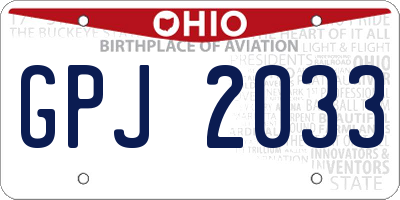 OH license plate GPJ2033