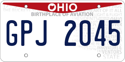OH license plate GPJ2045