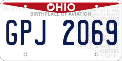 OH license plate GPJ2069