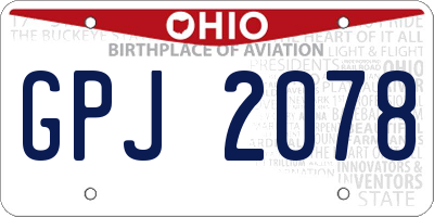OH license plate GPJ2078