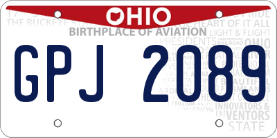 OH license plate GPJ2089