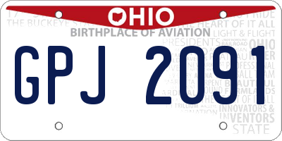 OH license plate GPJ2091