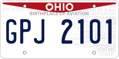 OH license plate GPJ2101