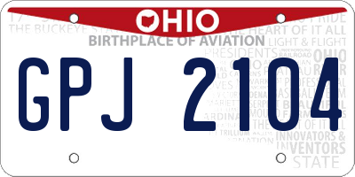 OH license plate GPJ2104