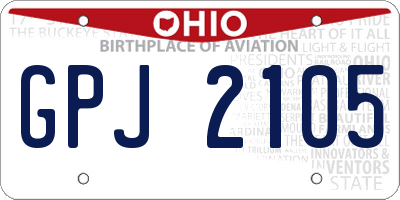 OH license plate GPJ2105