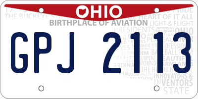OH license plate GPJ2113