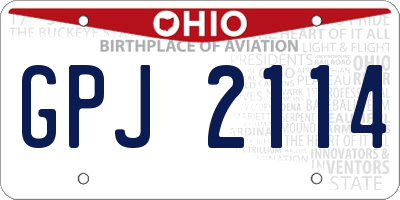 OH license plate GPJ2114