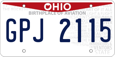 OH license plate GPJ2115
