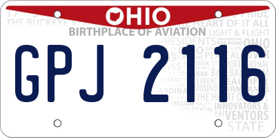 OH license plate GPJ2116
