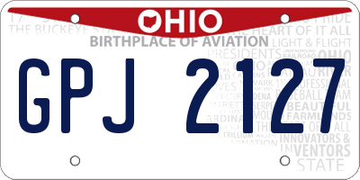 OH license plate GPJ2127