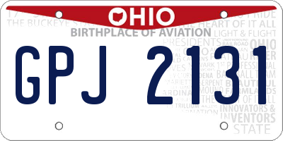 OH license plate GPJ2131