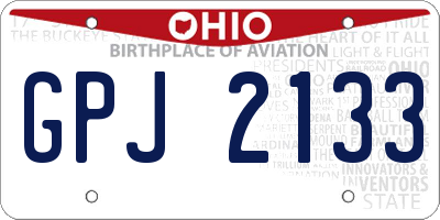 OH license plate GPJ2133