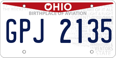 OH license plate GPJ2135