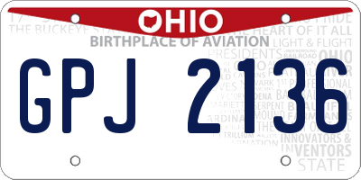 OH license plate GPJ2136