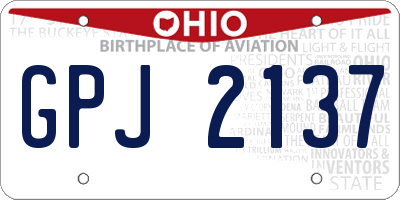 OH license plate GPJ2137