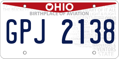 OH license plate GPJ2138