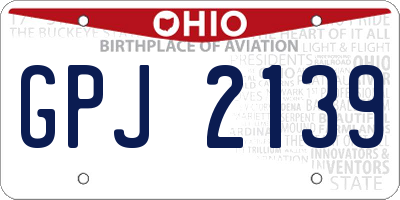 OH license plate GPJ2139