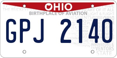 OH license plate GPJ2140