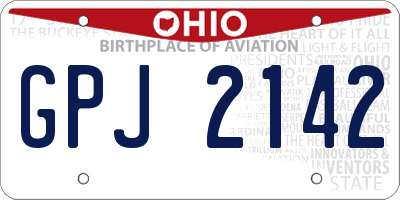 OH license plate GPJ2142