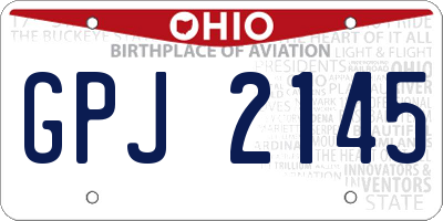 OH license plate GPJ2145