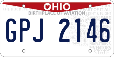 OH license plate GPJ2146