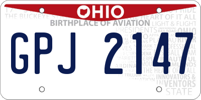 OH license plate GPJ2147