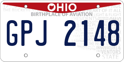OH license plate GPJ2148