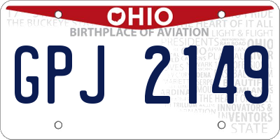OH license plate GPJ2149